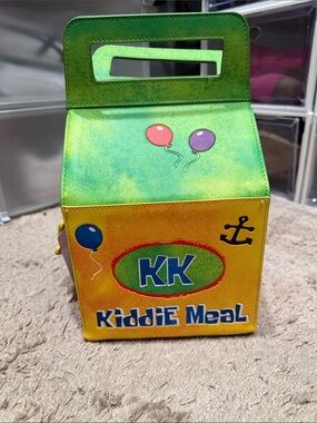 Loungefly Green and Yellow Kiddie Meal Toy Carry Case with Balloon Graphics